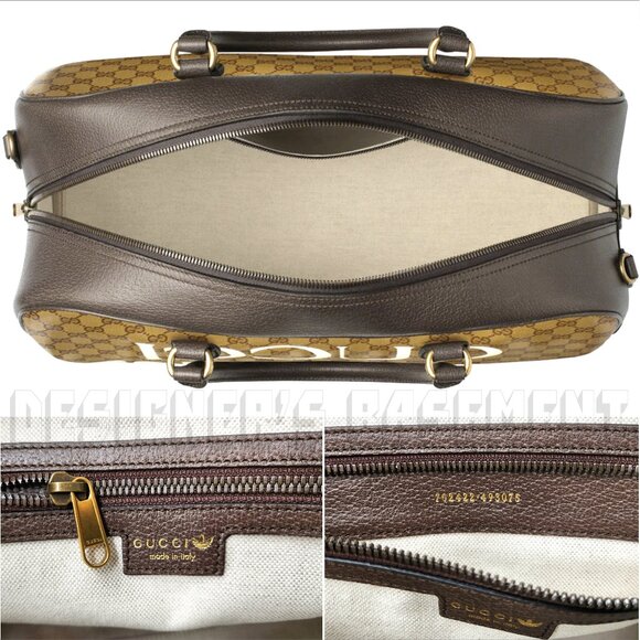 GUCCI GG Crystal Adidas X Gucci Trefoil Web Logo convertible Large Duffel Bag - Picture 9 of 12